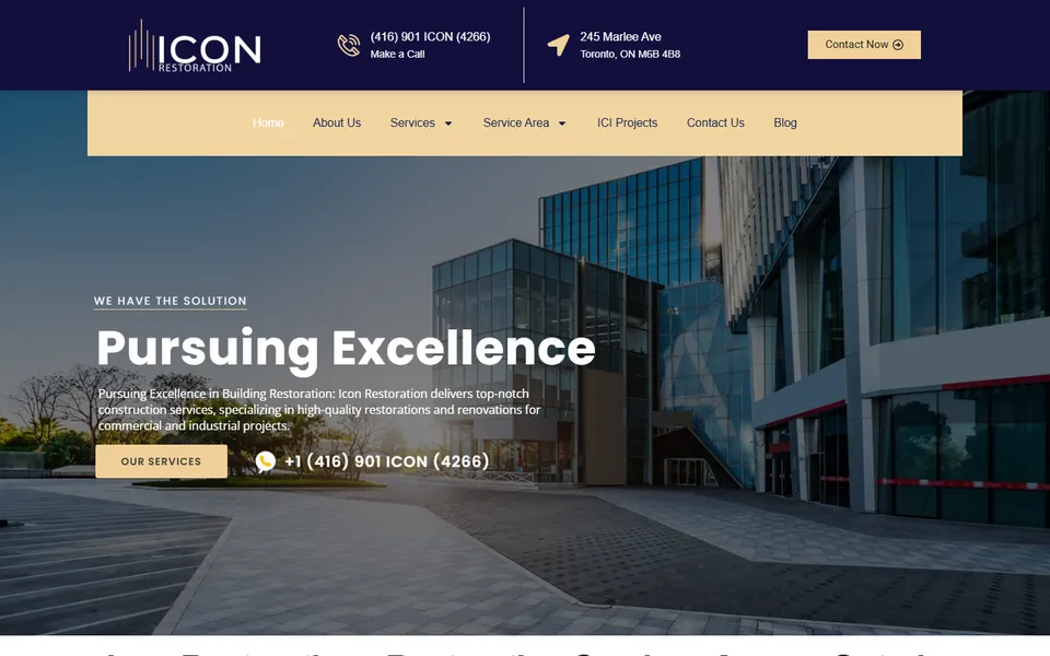 Icon Restoration website homepage