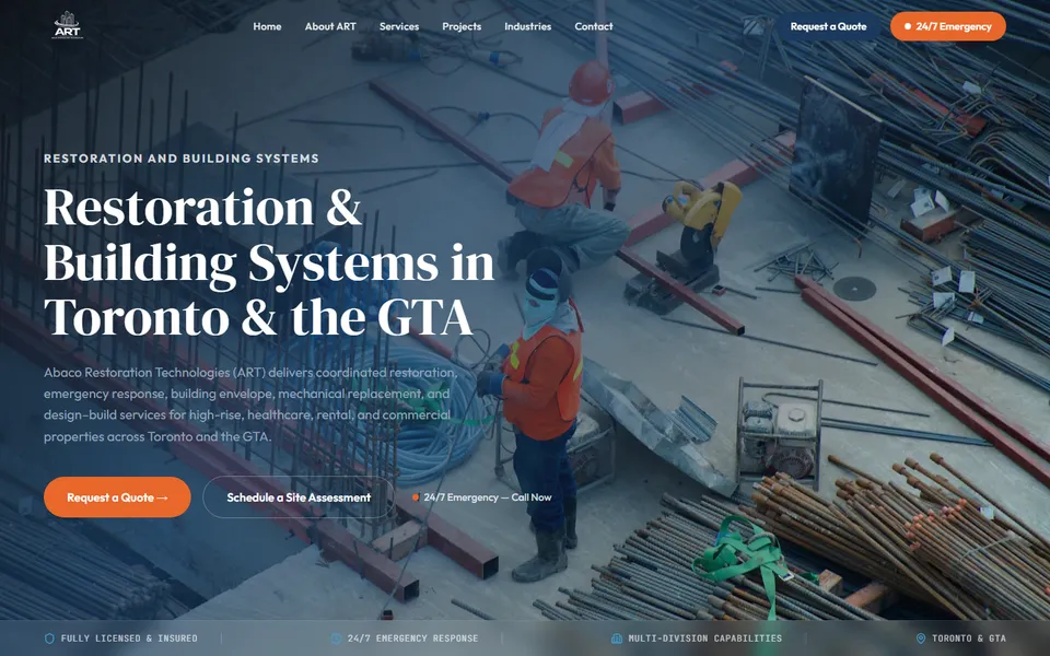 Abaco Restoration Technologies website homepage
