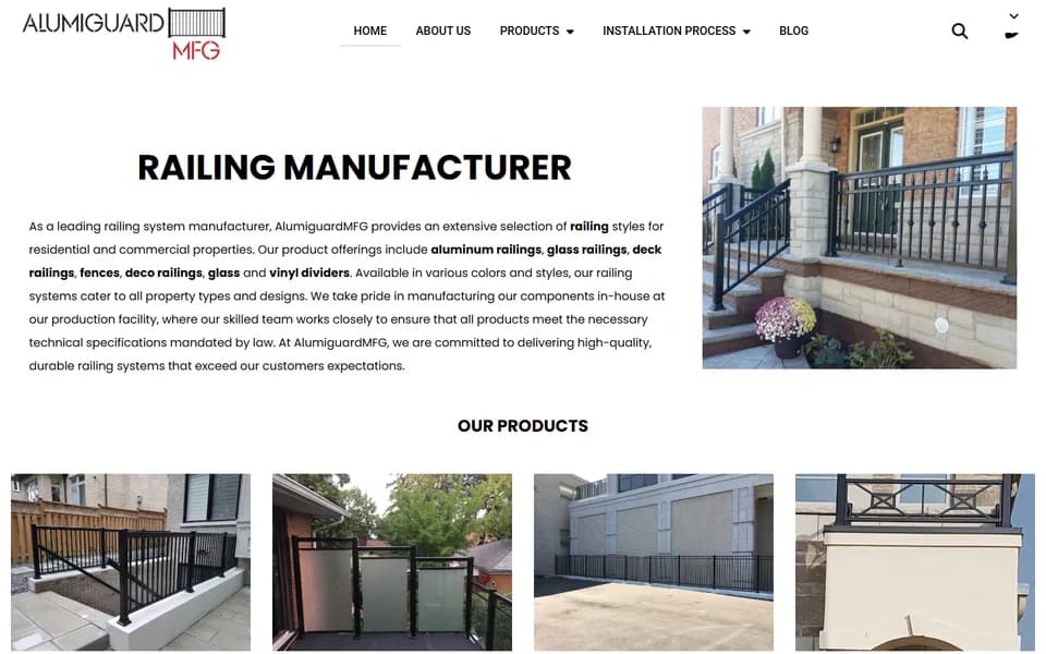 Alumiguard MFG website homepage