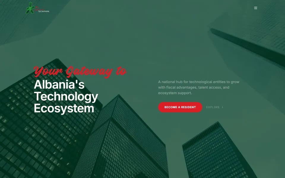 Durana Tech Park website homepage