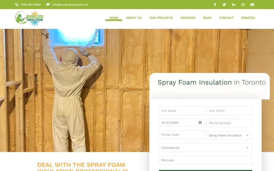 Eco Spray Insulation website homepage