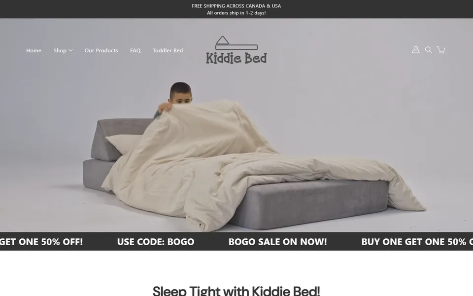 Kiddie Bed website homepage