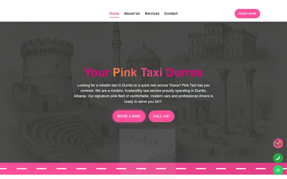 Pink Taxi Durrës website homepage
