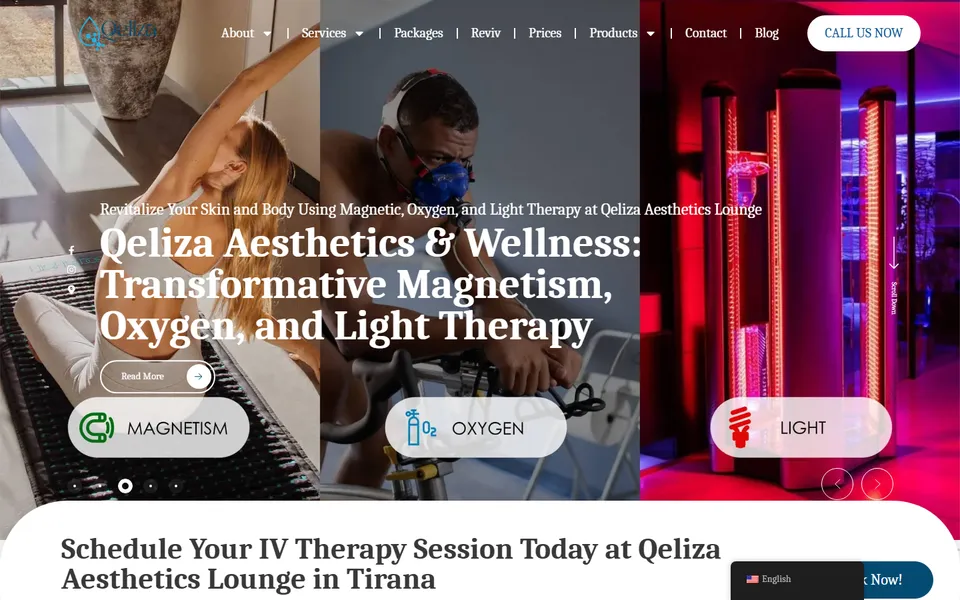Qeliza Aesthetics Lounge website homepage