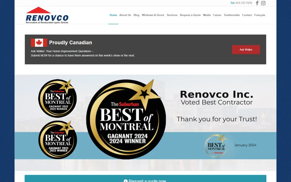 Renovco website homepage