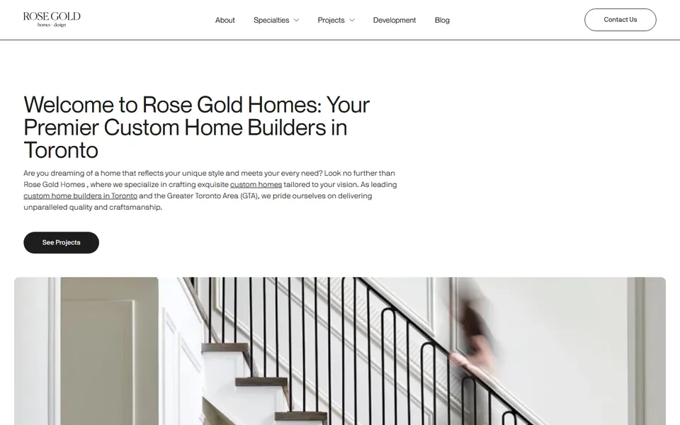 Rose Gold Homes website homepage