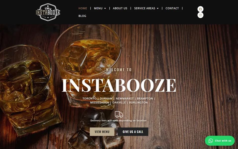 Instabooze website homepage