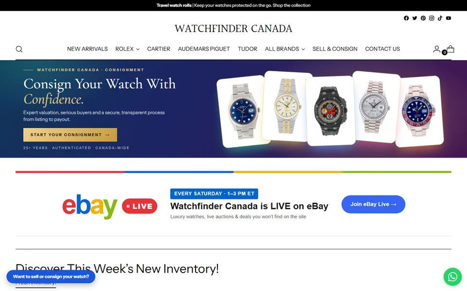 Watchfinder Canada website homepage